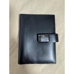 Gucci Leather Agenda Planner 6-Ring Black Organizer Made in Italy 090.7023.0
